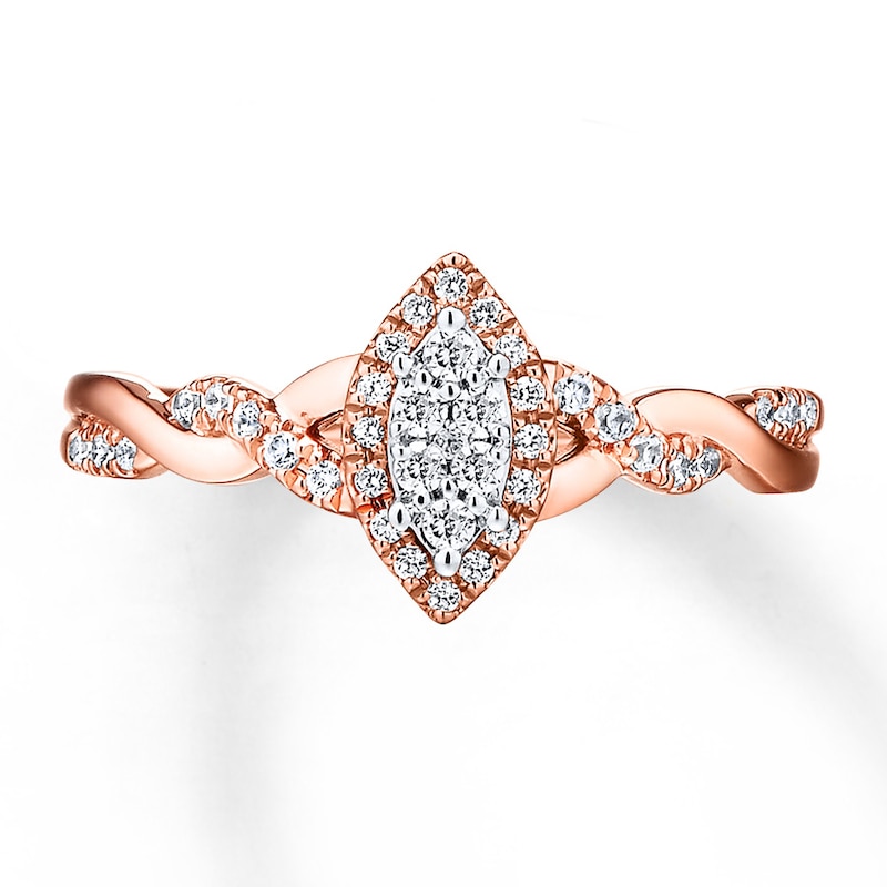 Main Image 4 of Previously Owned Diamond Ring 1/4 ct tw Round-cut 10K Two-Tone Gold