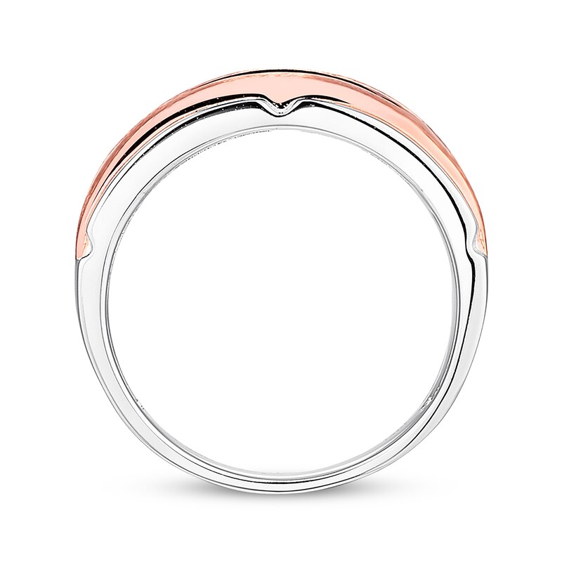Main Image 3 of Previously Owned Men's Black Diamond Wedding Band 1/2 ct tw Round-cut 10K Two-Tone Gold