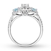 Thumbnail Image 1 of Previously Owned Aquamarine Engagement Ring 5/8 ct tw Princess & Round-cut Diamonds 14K White Gold