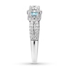 Thumbnail Image 3 of Previously Owned Aquamarine Engagement Ring 5/8 ct tw Princess & Round-cut Diamonds 14K White Gold