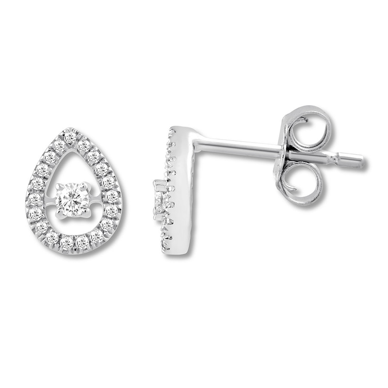 Main Image 1 of Previously Owned Petite Diamond Earrings 1/8 ct tw Round-cut 10K White Gold