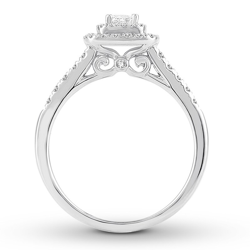 Main Image 2 of Previously Owned Diamond Engagement Ring 1/2 ct tw Princess & Round-cut 14K White Gold