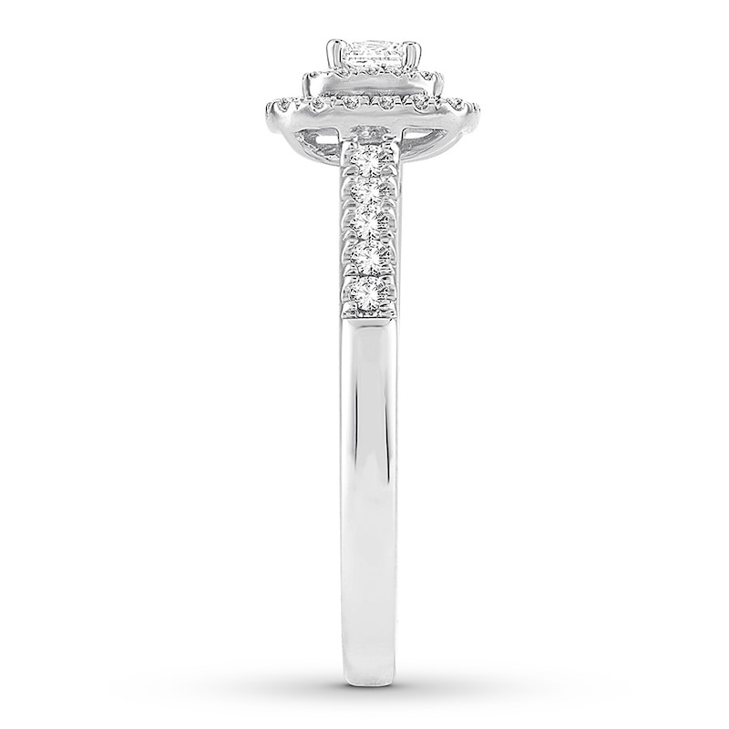 Main Image 3 of Previously Owned Diamond Engagement Ring 1/2 ct tw Princess & Round-cut 14K White Gold