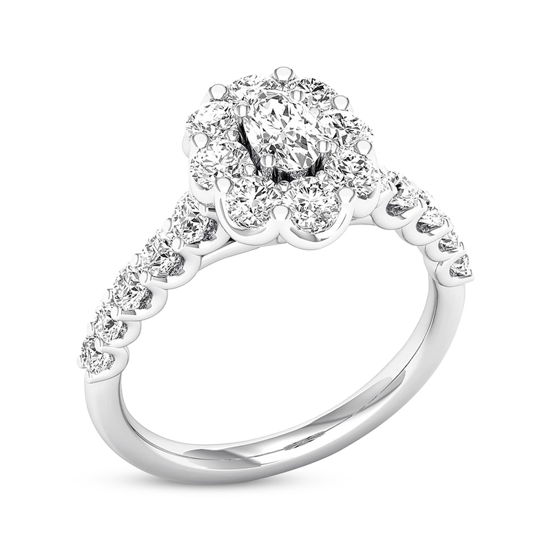 Main Image 2 of Previously Owned Diamond Engagement Ring 1-1/4 ct tw Oval & Round-cut 14K White Gold