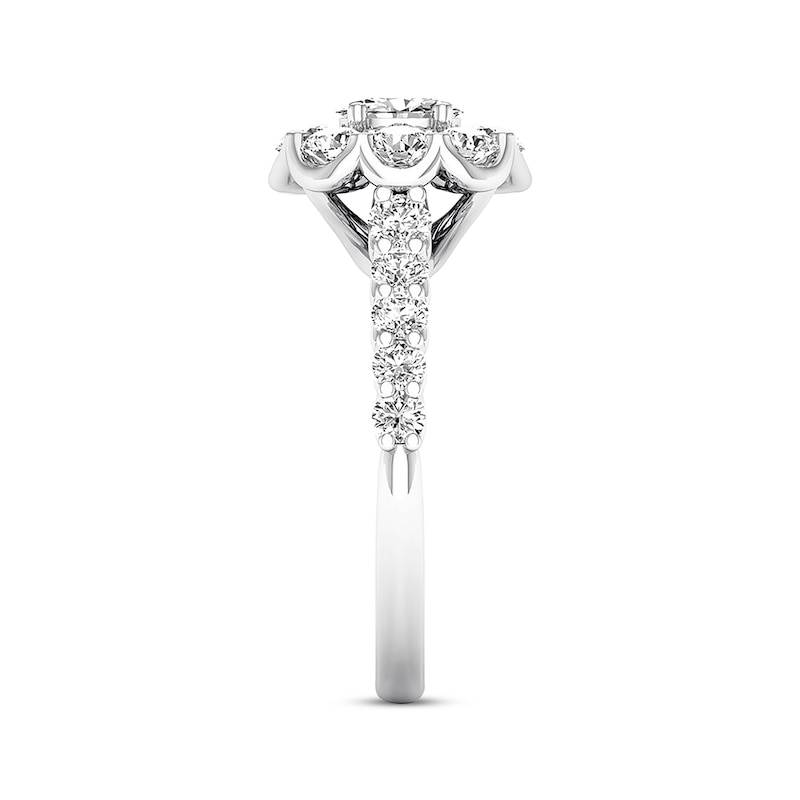 Main Image 3 of Previously Owned Diamond Engagement Ring 1-1/4 ct tw Oval & Round-cut 14K White Gold