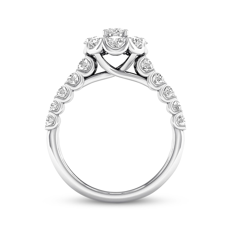 Main Image 4 of Previously Owned Diamond Engagement Ring 1-1/4 ct tw Oval & Round-cut 14K White Gold