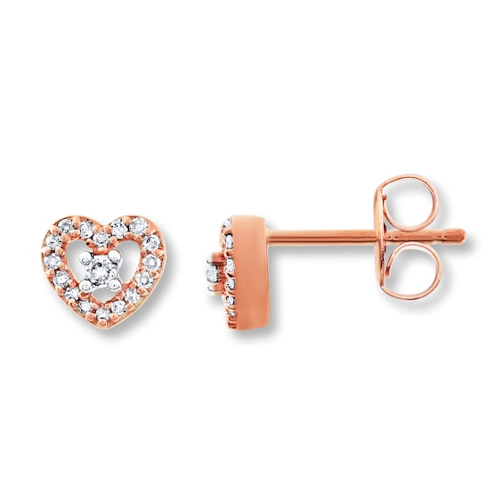 Previously Owned Diamond Heart Earrings 1/10 Carat tw 10K Rose Gold