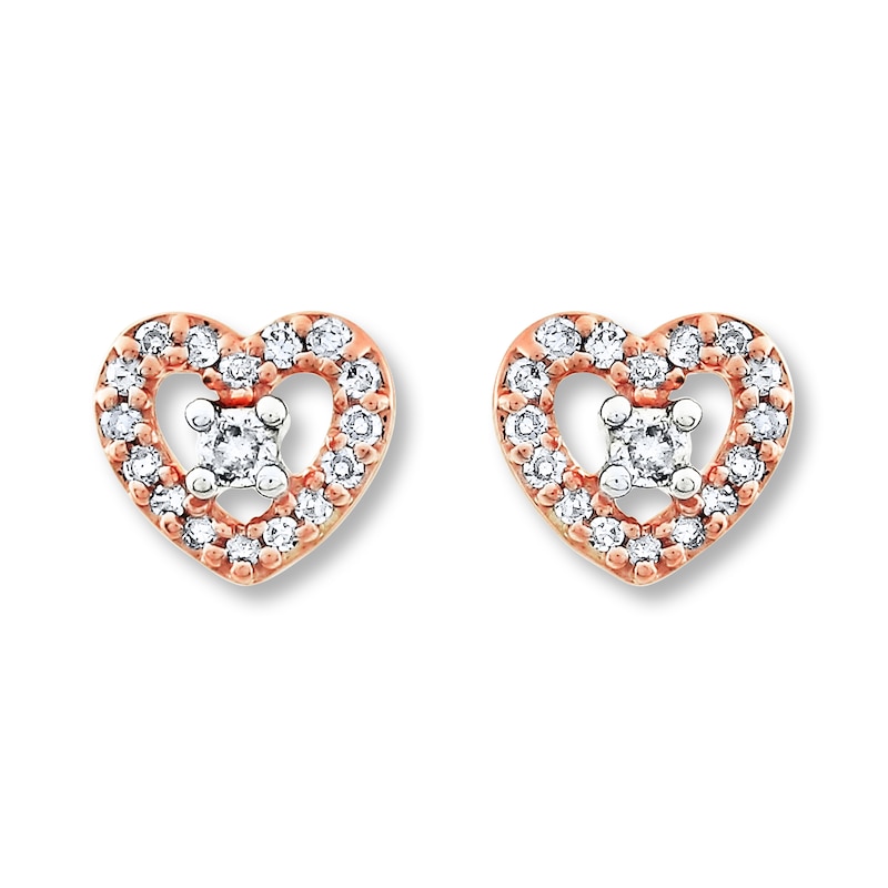 Main Image 2 of Previously Owned Diamond Heart Earrings 1/10 Carat tw 10K Rose Gold