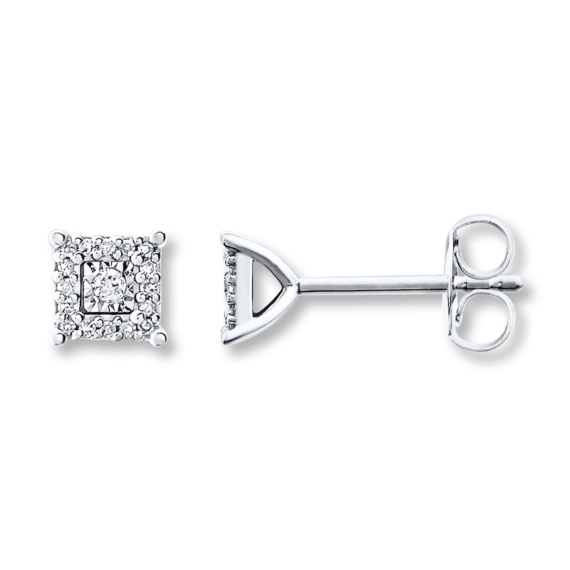 Main Image 1 of Previously Owned Diamond Earrings 1/10 Carat tw Round-cut Sterling Silver