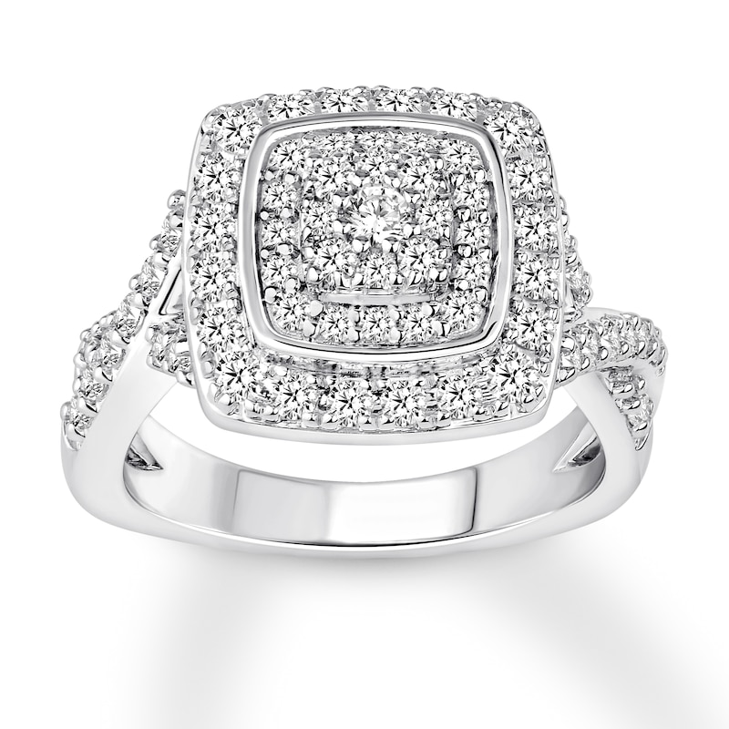 Main Image 1 of Previously Owned Diamond Engagement Ring 1 ct tw Round-cut 10K White Gold