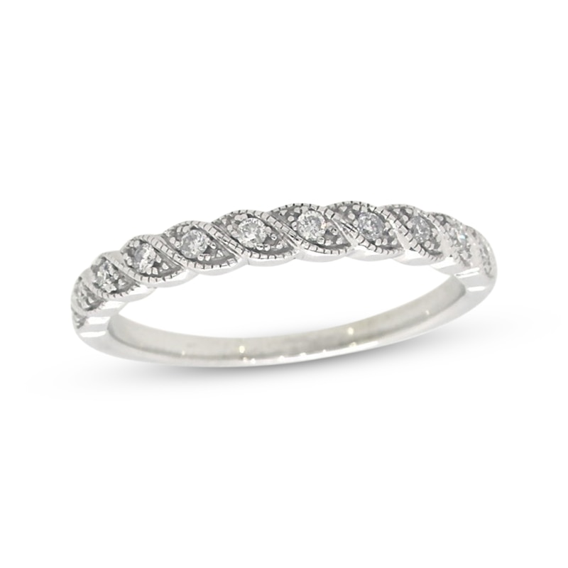 Previously Owned Diamond Wedding Band 1/8 ct tw Round-cut 10K White Gold