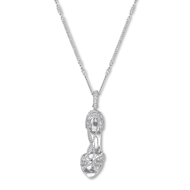 Main Image 1 of Previously Owned Emmy London Diamond Shoe Necklace 1/5 ct tw Sterling Silver 20"