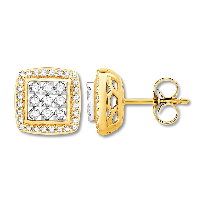 Previously Owned Diamond Earrings 1/2 ct tw Round-cut 10K Yellow Gold