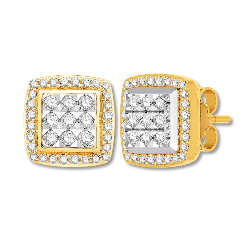 Previously Owned Diamond Earrings 1/2 ct tw Round-cut 10K Yellow Gold