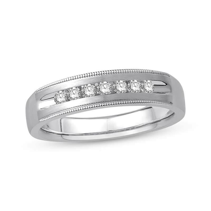 Main Image 1 of Previously Owned Men's Diamond Wedding Band 1/4 ct tw Round-cut 10K White Gold