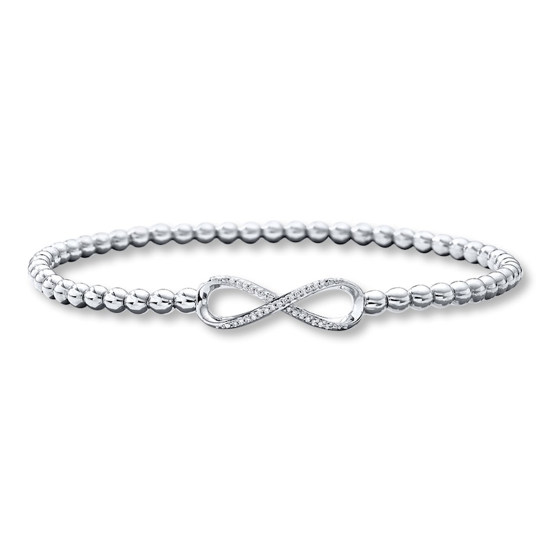 Main Image 1 of Previously Owned Infinity Bracelet Diamond Accents Sterling Silver