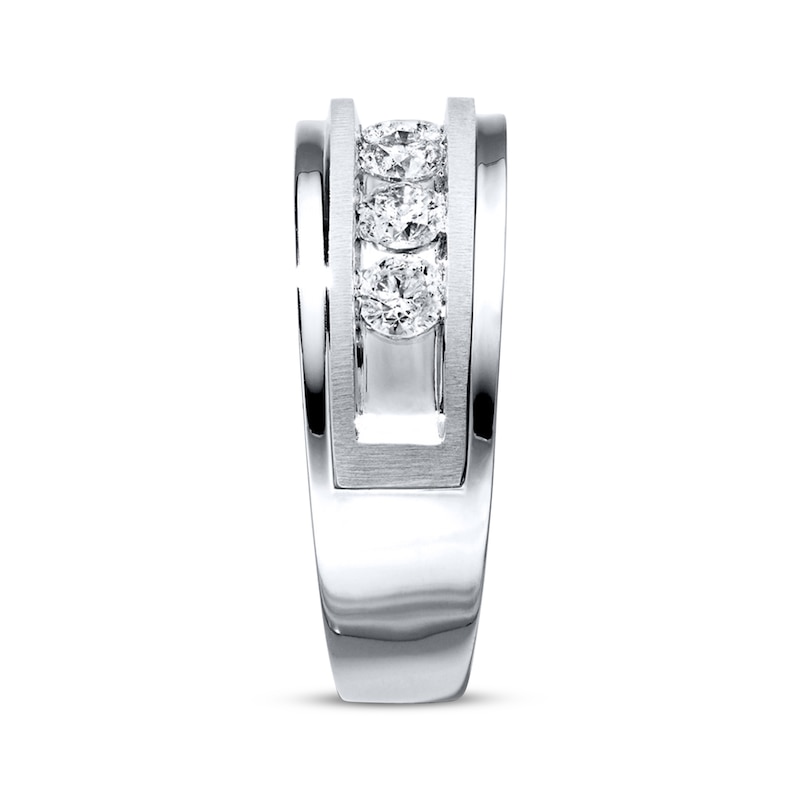 Main Image 3 of Previously Owned Men's Wedding Band 1 ct tw Round-cut Diamonds 10K White Gold