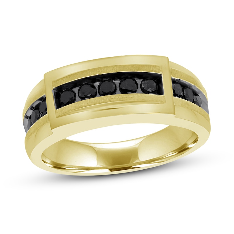 Previously Owned Men's Black Diamond Ring 1/2 ct tw Round-cut 10K Yellow Gold