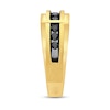 Thumbnail Image 2 of Previously Owned Men's Black Diamond Ring 1/2 ct tw Round-cut 10K Yellow Gold