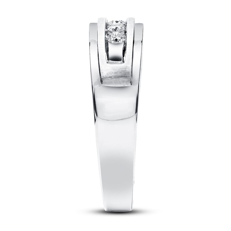 Main Image 3 of Previously Owned Men's Diamond Wedding Band 1/4 ct tw Round-cut 10K White Gold
