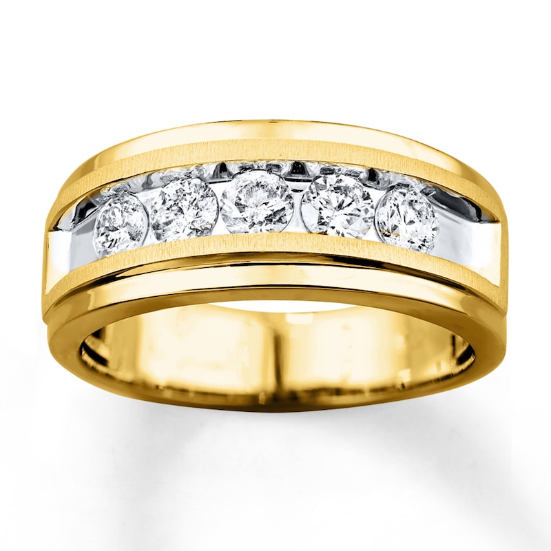 Main Image 1 of Previously Owned Men's Diamond Wedding Band 1 ct tw Round-cut 10K Yellow Gold