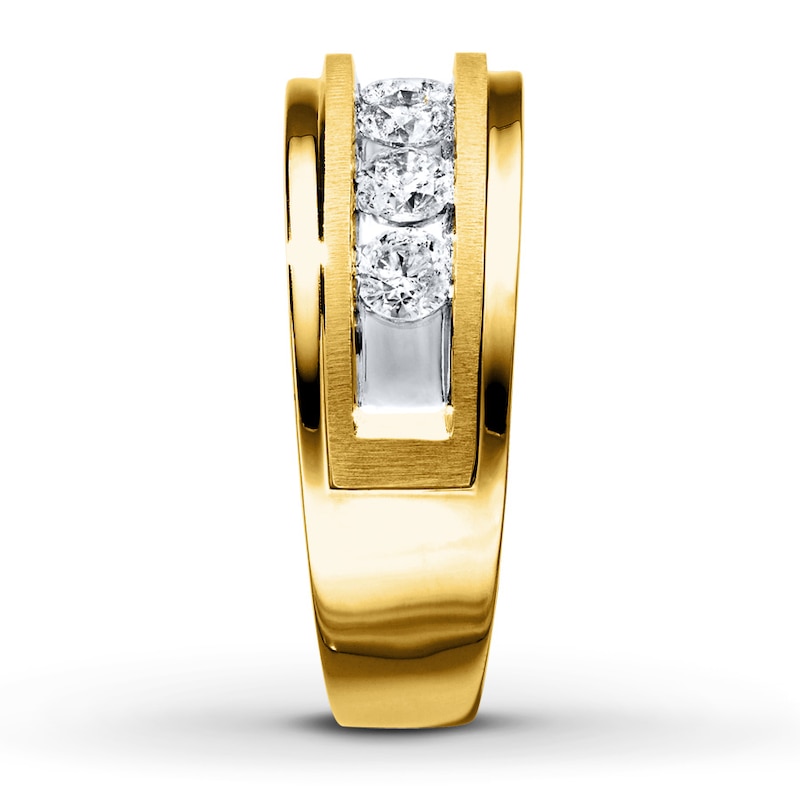 Main Image 3 of Previously Owned Men's Diamond Wedding Band 1 ct tw Round-cut 10K Yellow Gold