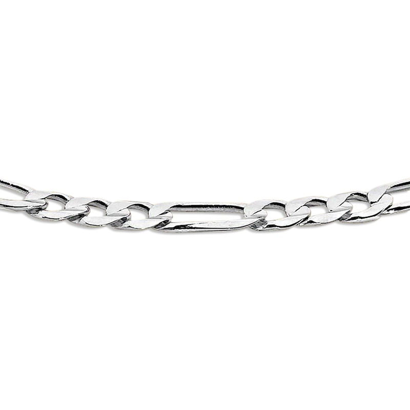Main Image 1 of Previously Owned Figaro Link Chain Solid 10K White Gold 22"