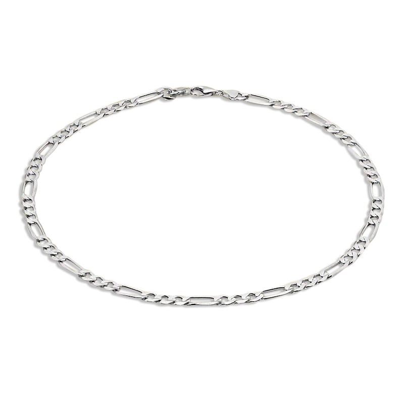 Main Image 2 of Previously Owned Figaro Link Chain Solid 10K White Gold 22"