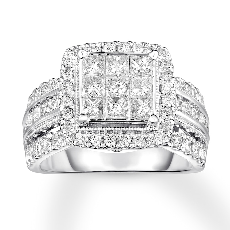 Main Image 1 of Previously Owned Diamond Engagement Ring 2 ct tw Princess & Round-cut 10K White Gold