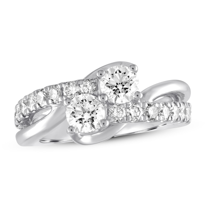 Main Image 1 of Previously Owned Ever Us Two-Stone Diamond Anniversary Ring 1-1/2 ct tw Round-cut 14K White Gold
