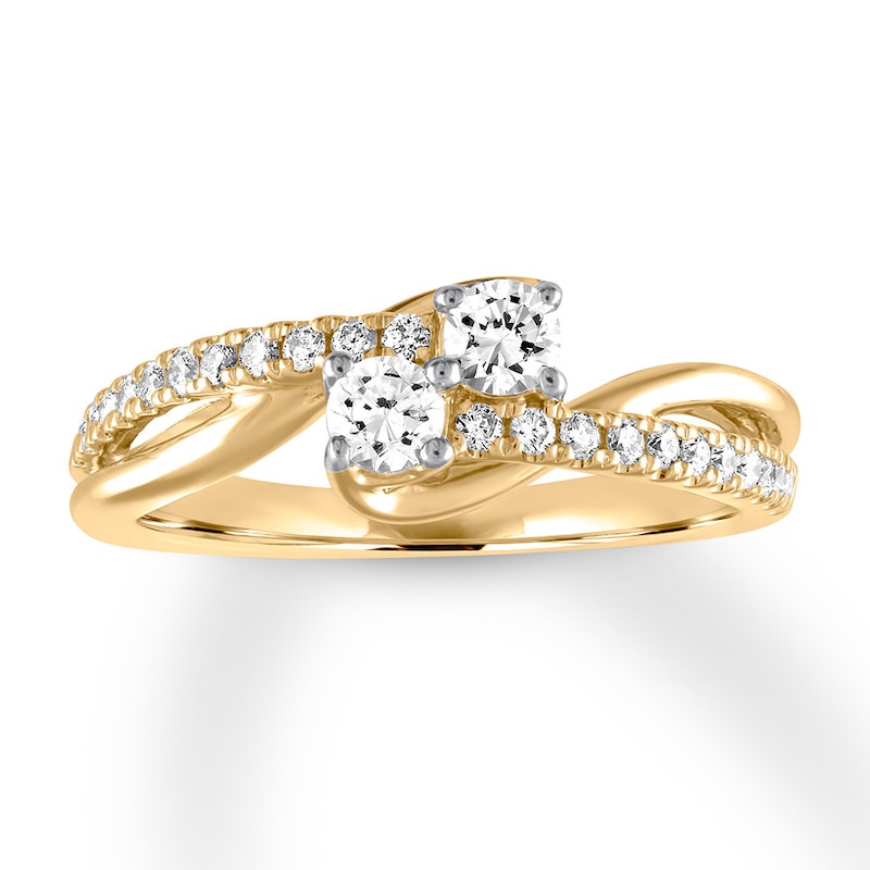 Main Image 1 of Previously Owned Ever Us Two-Stone Diamond Anniversary Ring 1/2 ct tw Round-cut 14K Yellow Gold