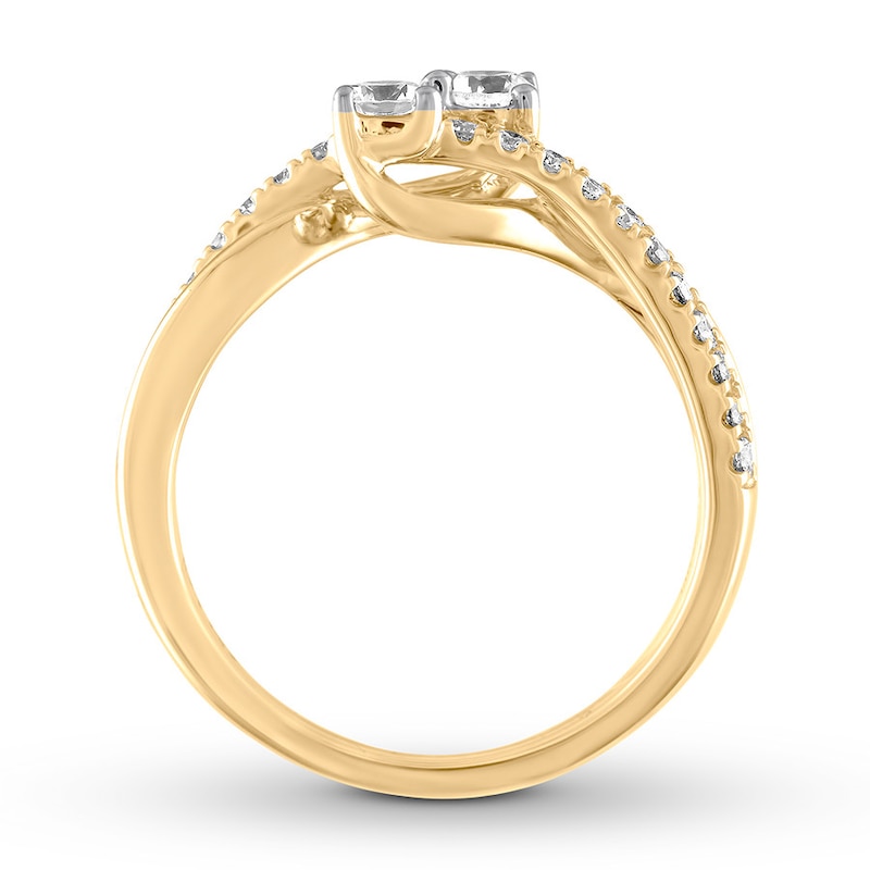 Main Image 2 of Previously Owned Ever Us Two-Stone Diamond Anniversary Ring 1/2 ct tw Round-cut 14K Yellow Gold