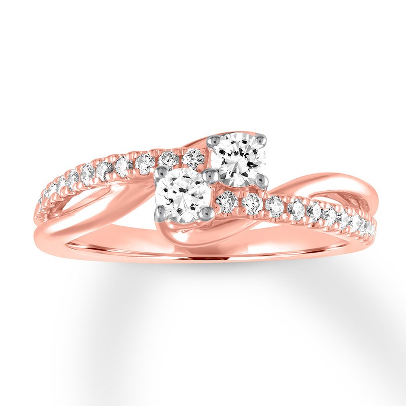 Main Image 1 of Previously Owned Ever Us Two-Stone Diamond Anniversary Ring 1/2 ct tw Round-cut 14K Rose Gold