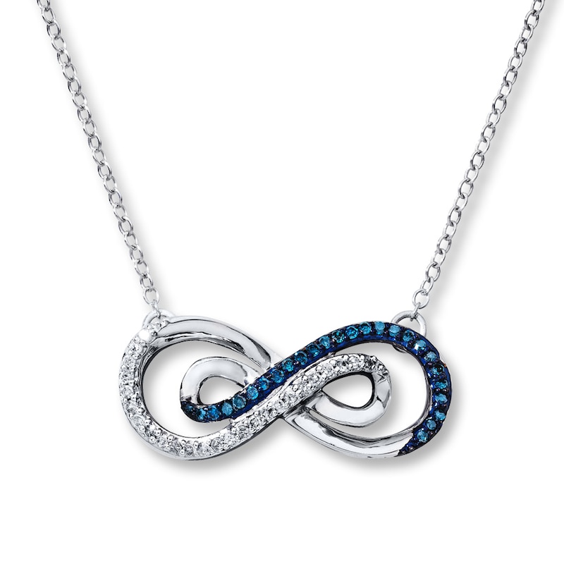 Main Image 1 of Previously Owned Blue/White Diamonds 1/5 ct tw Necklace Sterling Silver