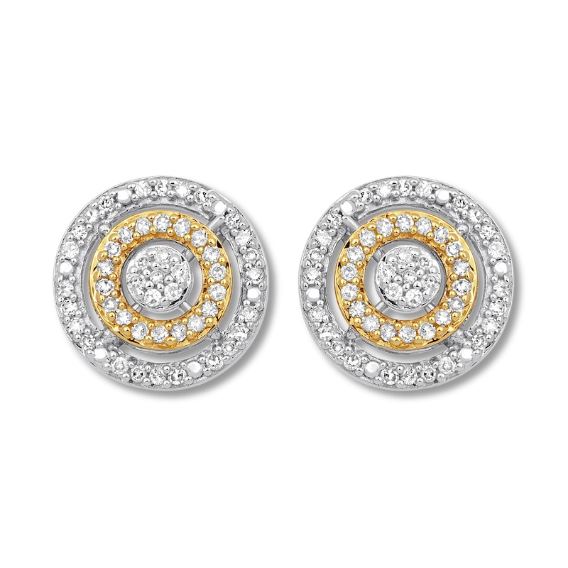 Main Image 2 of Previously Owned Diamond Circle Earrings 1/4 ct. tw Sterling Silver & 10K Yellow Gold