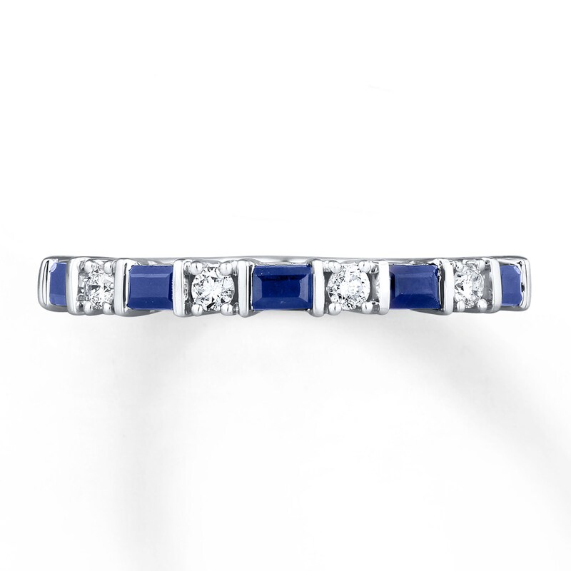 Main Image 1 of Previously Owned Natural Sapphire & Diamond Ring 1/6 ct tw 10K White Gold