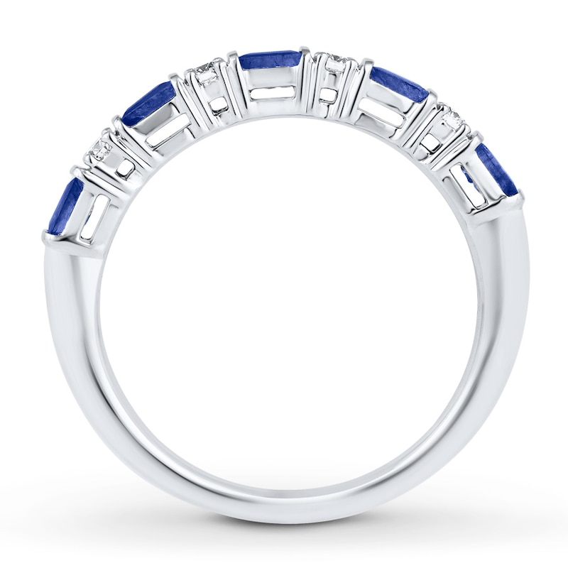 Main Image 2 of Previously Owned Natural Sapphire & Diamond Ring 1/6 ct tw 10K White Gold