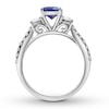 Thumbnail Image 2 of Previously Owned Tanzanite Three-Stone Ring 1/2 ct tw Round-cut Diamonds 14K White Gold