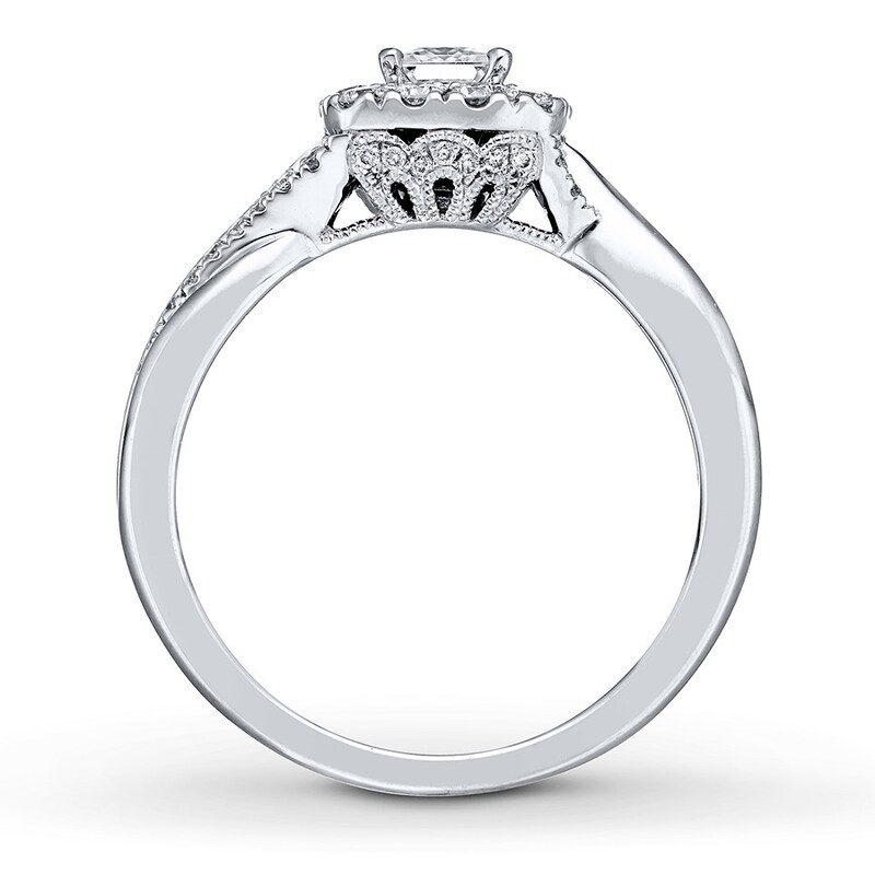 Main Image 2 of Previously Owned Neil Lane Engagement Ring 5/8 ct tw Princess & Round-cut Diamonds 14K White Gold