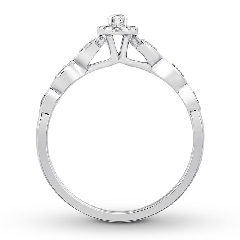Main Image 2 of Previously Owned Diamond Engagement Ring 1/3 ct tw Marquise & Round-cut 10K White Gold Size 12.5