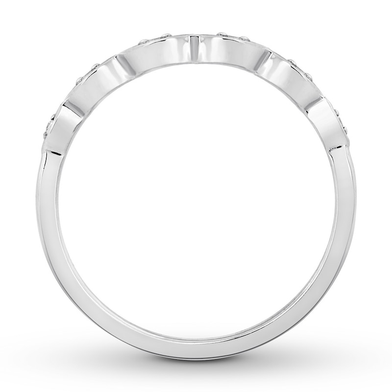 Main Image 2 of Previously Owned Diamond Wedding Band 1/20 ct tw Round-cut 10K White Gold - Size 12.5