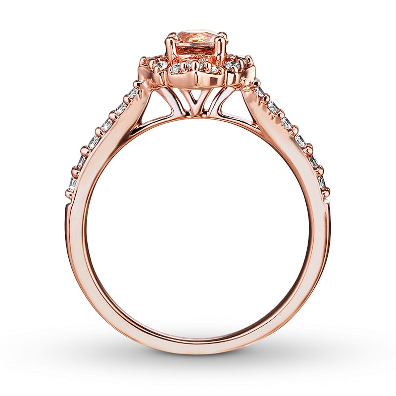 Main Image 2 of Previously Owned Morganite Engagement Ring 1/3 ct tw Round-cut Diamonds 14K Rose Gold Size 10.5