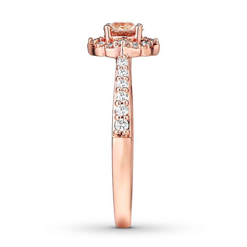 Previously Owned Morganite Engagement Ring 1/3 ct tw Round-cut Diamonds 14K Rose Gold - Size 10.5