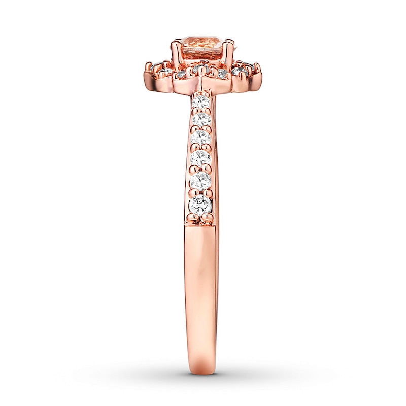 Main Image 3 of Previously Owned Morganite Engagement Ring 1/3 ct tw Round-cut Diamonds 14K Rose Gold Size 10.5