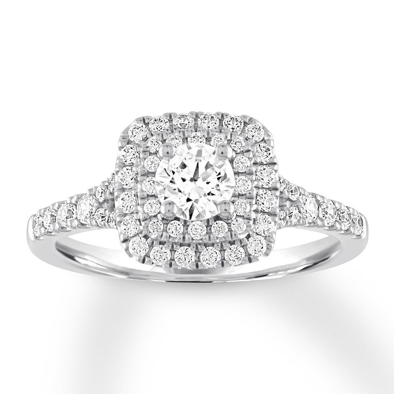 Main Image 1 of Previously Owned Diamond Engagement Ring 7/8 ct tw Round-cut 14K White Gold - Size 4.25