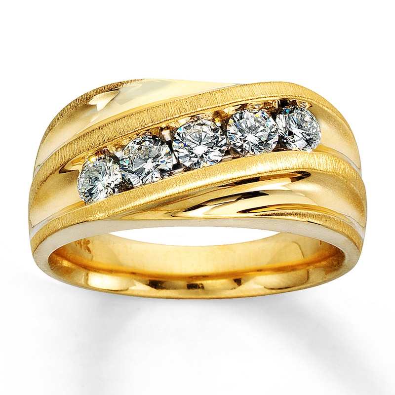 Main Image 1 of Previously Owned Men's Diamond Band 1 ct tw Round-cut 14K Yellow Gold Size 14.25
