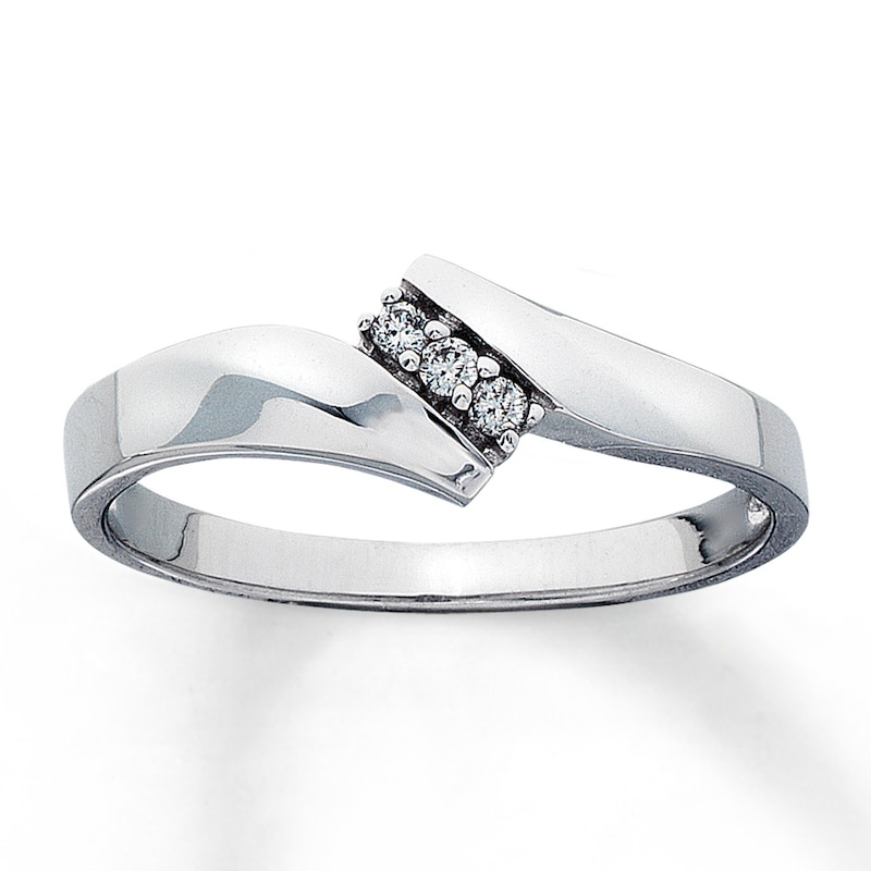 Main Image 1 of Previously Owned Diamond Promise Ring 1/20 ct tw Round-cut 10K White Gold Size 10