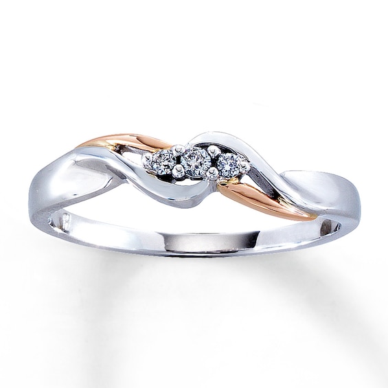 Previously Owned Diamond Promise Ring 1/20 ct tw Round-Cut 10K Two-Tone Gold 3.5