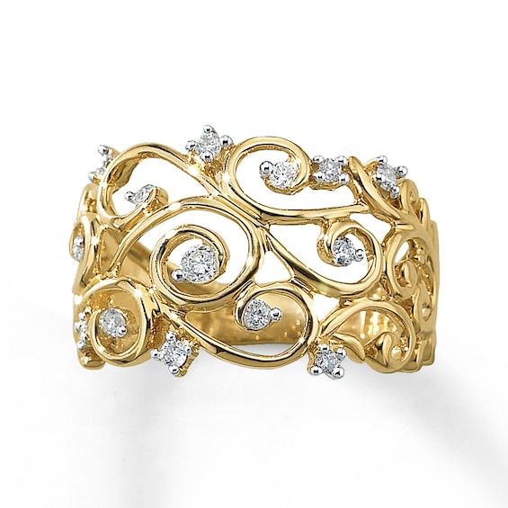 Previously Owned Diamond Ring 1/4 ct tw Round-cut 10K Yellow Gold Size 13