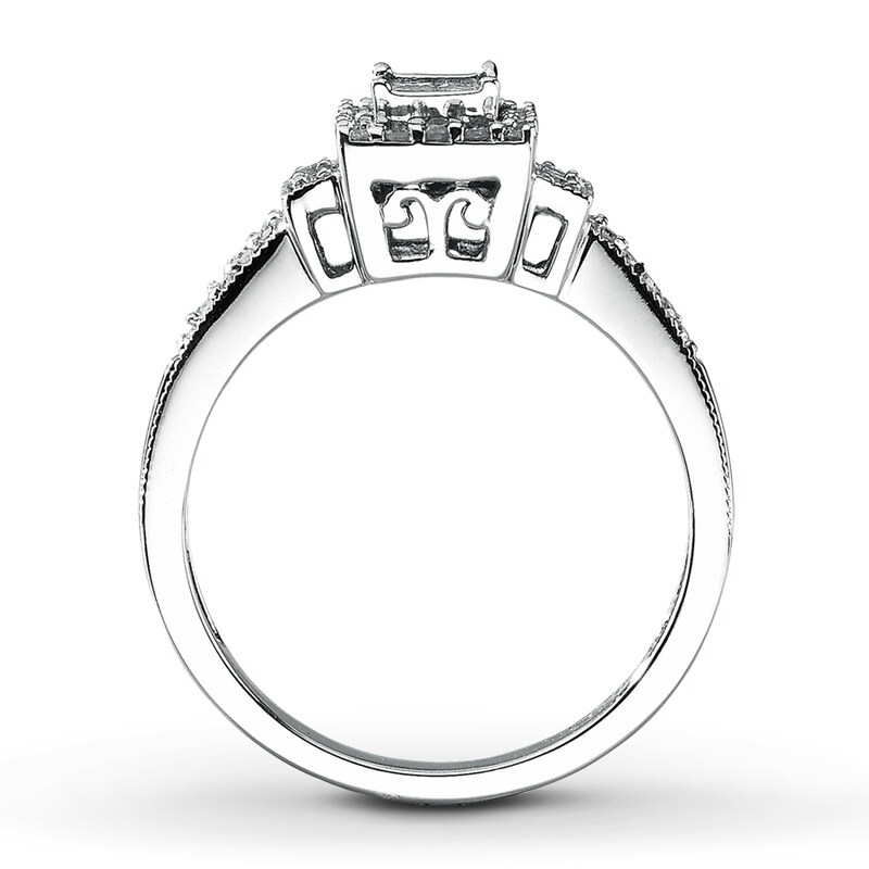 Previously Owned Diamond Ring 3/8 ct tw Princess & Round-cut 10K White Gold